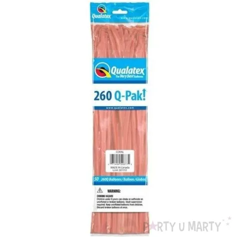 balony modeliny 260 koralowy qualatex 50 szt
