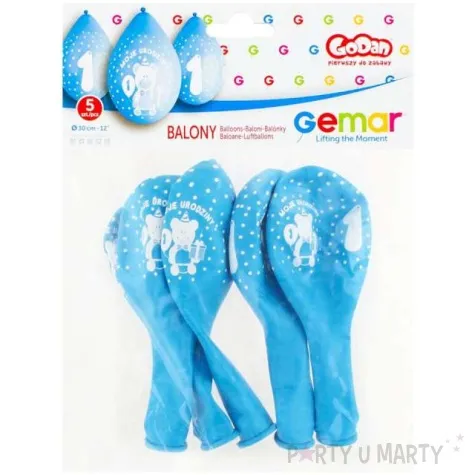 balony moje 1 urodziny mis niebieskie gemar 5szt