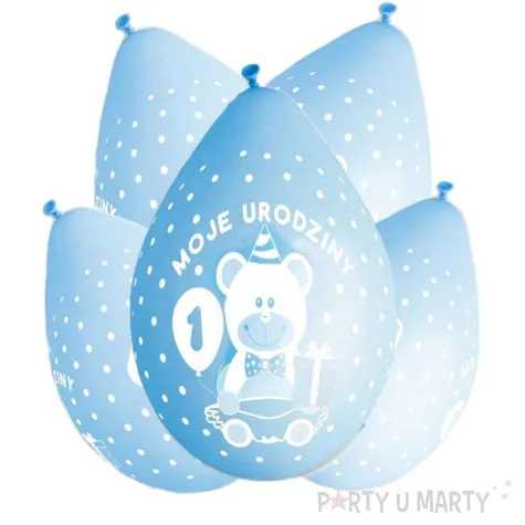 balony moje 1 urodziny mis niebieskie gemar 5szt