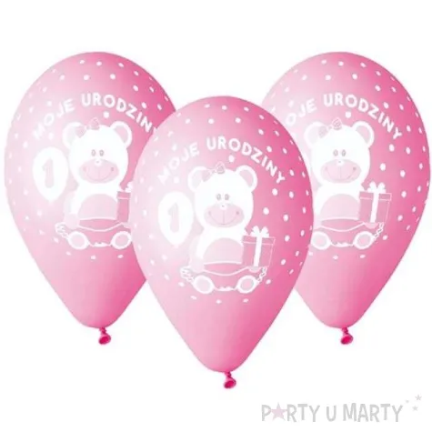 balony moje 1 urodziny rozowe gemar 12 5 szt