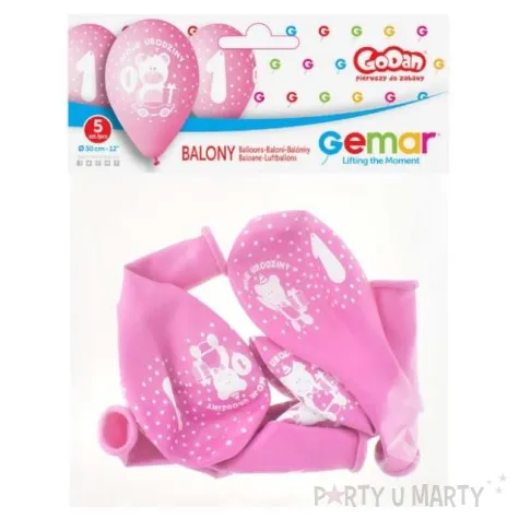 balony moje 1 urodziny rozowe gemar 12 5 szt