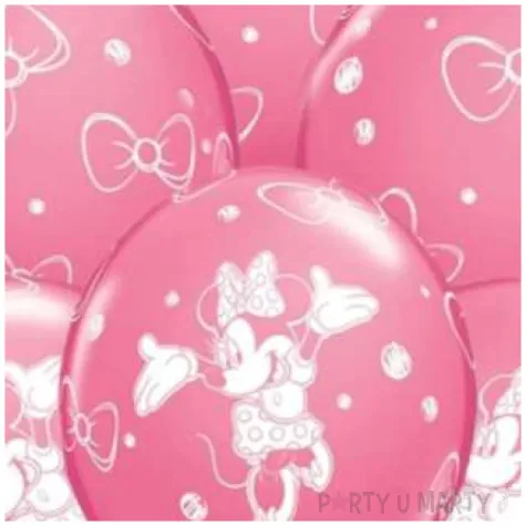 balony myszka minnie rozowy pastel qualatex 12 6 szt