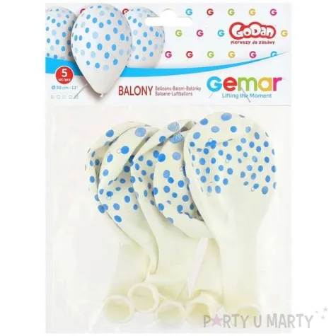 balony niebieskie kropki transparent gemar 12 5 szt