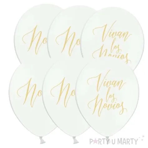 balony novio novia vivan los novios pastel biale 12 strong 6 szt