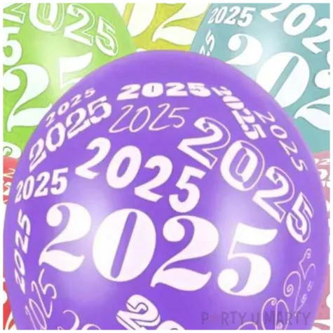 balony nowy rok 2025 mix metaliczny partydeco 12 6 szt