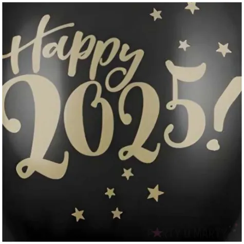 balony nowy rok happy 2025 czarny partydeco 12 50 szt