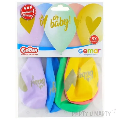 balony oh baby z sercem 13 gemar 5 szt