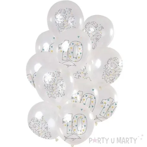 balony origami 10 urodziny transparentne folat 12 12 szt
