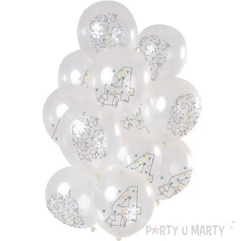 balony origami 4 urodziny transparentne folat 12 12 szt