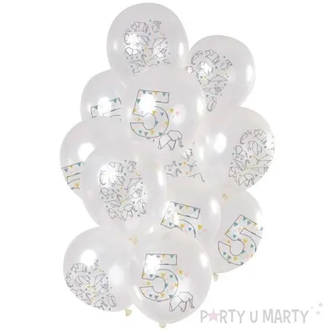 balony origami 5 urodziny transparentne folat 12 12 szt