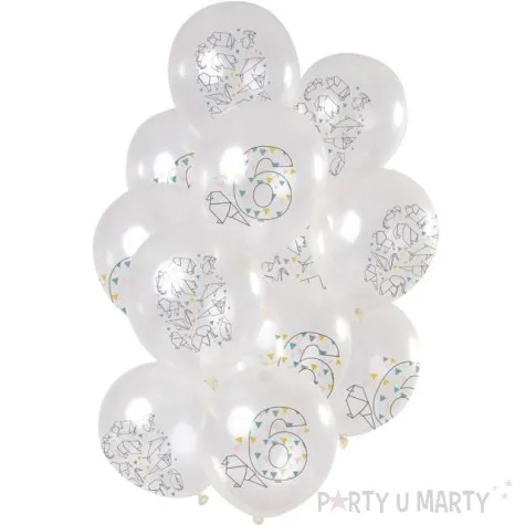 balony origami 6 urodziny transparentne folat 12 12 szt