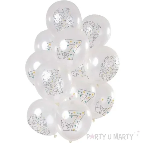 balony origami 7 urodziny transparentne folat 12 12 szt