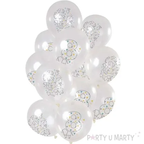 balony origami 8 urodziny transparentne folat 12 12 szt