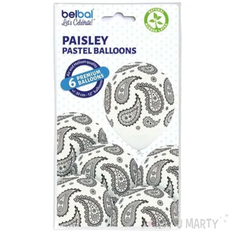 balony paisley pastel bialy belbal 12 6 szt