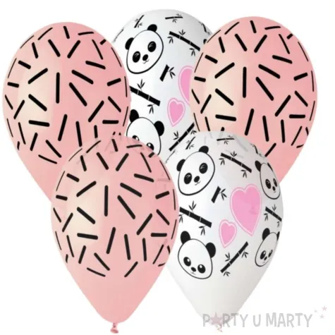 balony panda i serca 13 gemar 5 szt
