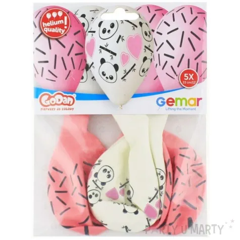 balony panda i serca 13 gemar 5 szt