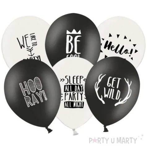 balony party pastel black white strong 12 6 szt