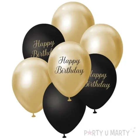 balony pastel metalik mix happy birthday zloty czarny godan 12 7 szt