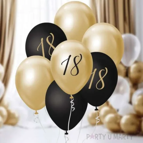 balony pastel metalik mix liczba 18 zloty czarny godan 12 7 szt