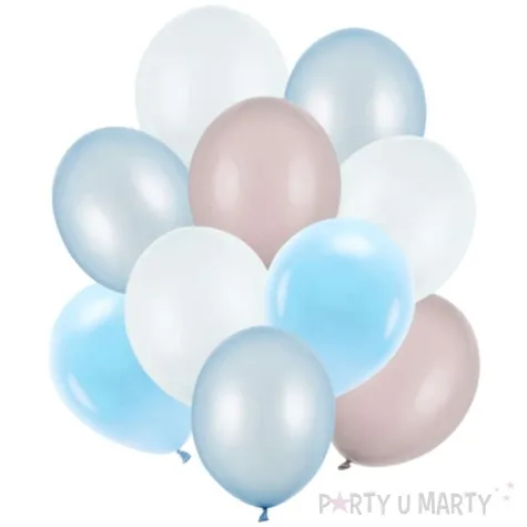 balony pastel metalik mix niebieski partydeco 12 10 szt