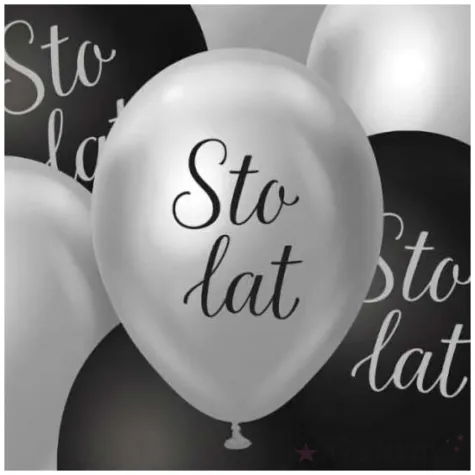 balony pastel metalik mix sto lat srebrny czarny godan 12 7 szt