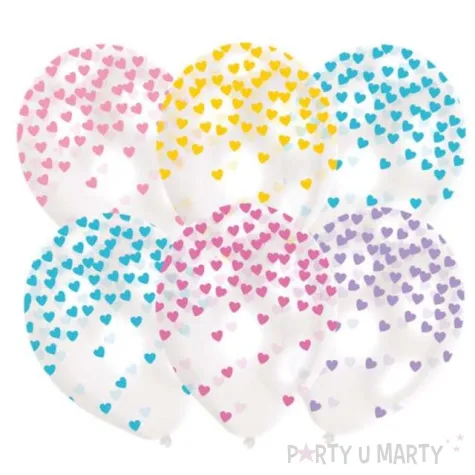 balony pastelowe serduszka transparentne amscan 11 6 szt