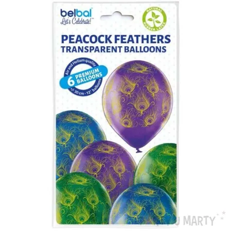 balony pawie piora mix belbal 12 6 szt