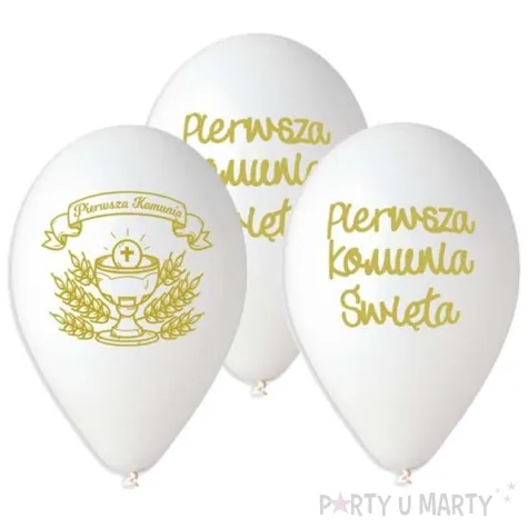 balony pierwsza komunia biale gemar 13 5 szt