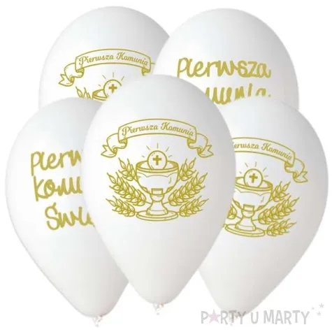 balony pierwsza komunia biale gemar 13 5 szt