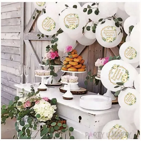balony pierwsza komunia swieta geometryczny ornament deco mariage 14 5 szt