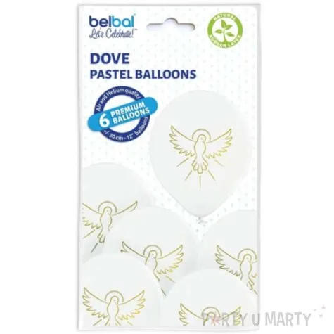 balony pierwsza komunia zloty golab biale belbal 12 6 szt