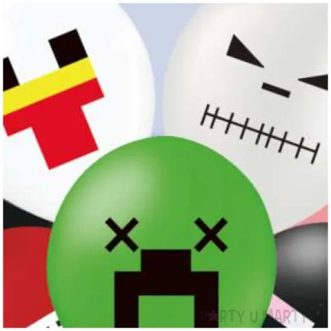 balony piksel mix partypal 12 8 szt