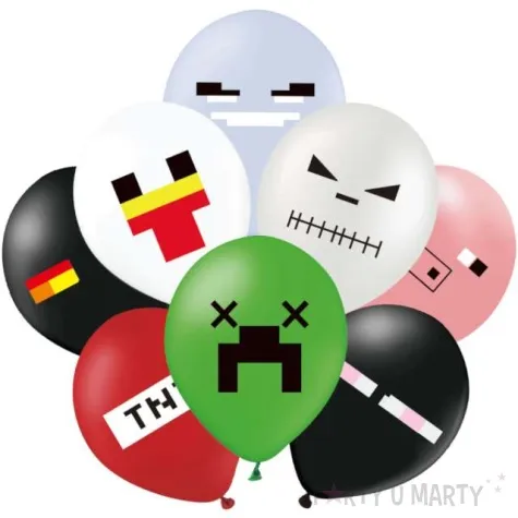 balony piksel mix partypal 12 8 szt