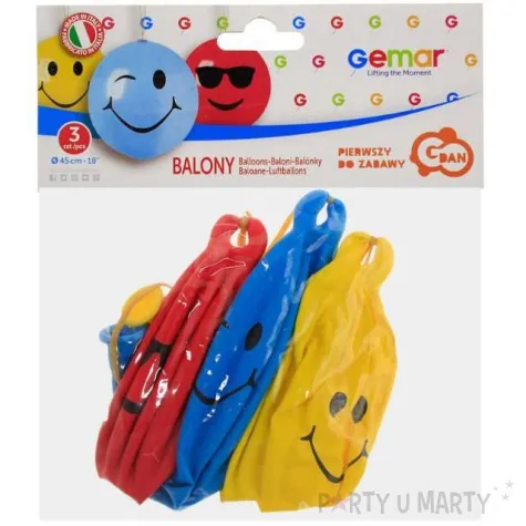 balony pilki usmieszki pastel mix gemar 18 3 szt