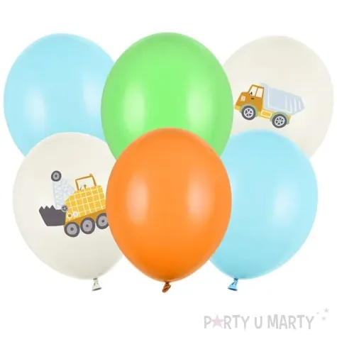 balony pojazdy budowlane mix partydeco 12 6 szt
