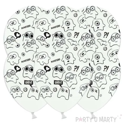 balony potworki pastel biale 12 strong 6 szt
