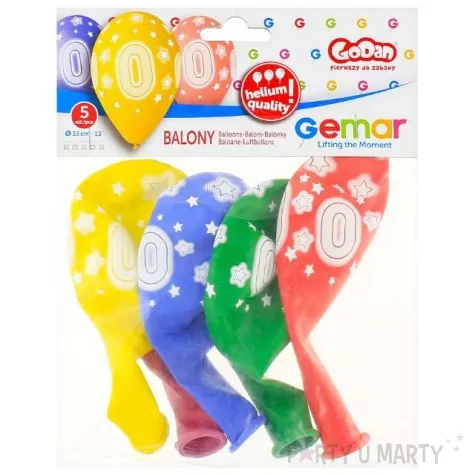 balony premium cyfra 0 mix gemar 13 5 szt