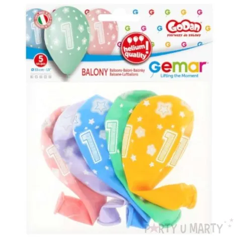 balony premium cyfra 1 mix godan 13 5 szt