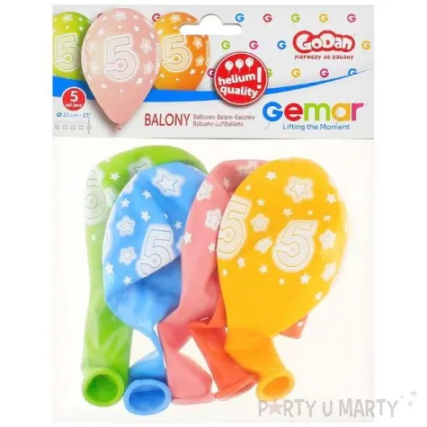 balony premium cyfra 5 mix godan 13 5 szt