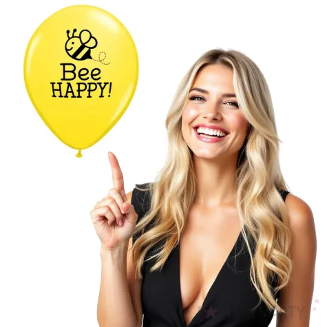 balony pszczolka bee happy zolte qualatex 11 25 szt