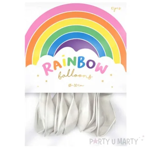 balony rainbow metalizowane biale partydeco 11 10 szt