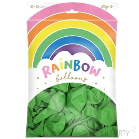 balony rainbow metalizowane zielone jasne partydeco 11 100 szt