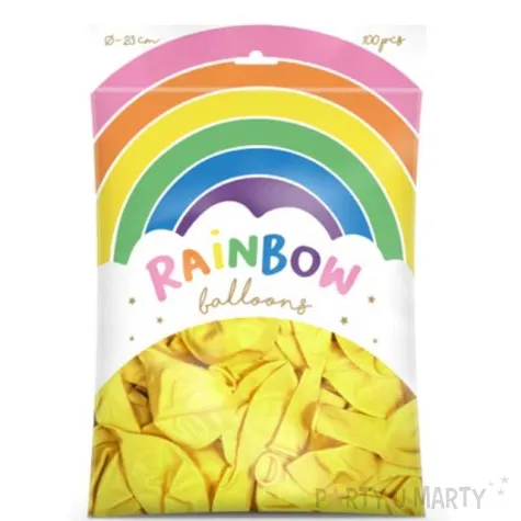 balony rainbow metalizowane zolte partydeco 9 100 szt