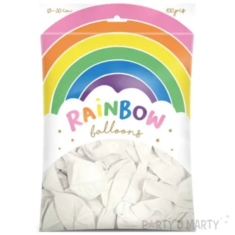 balony rainbow pastelowe biale partydeco 11 100 szt