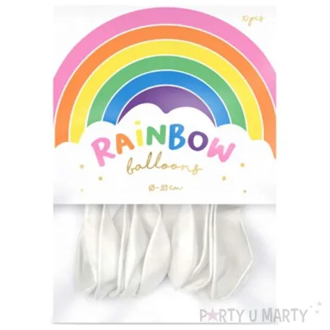 balony rainbow pastelowe biale partydeco 9 10 szt