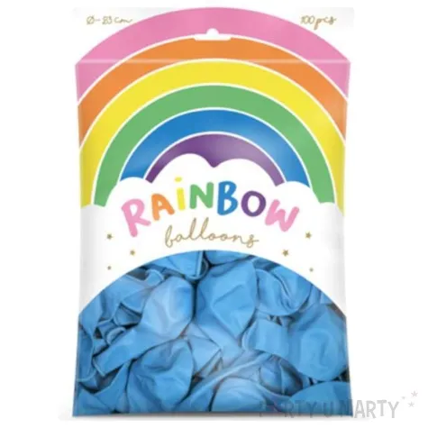 balony rainbow pastelowe blekitne partydeco 9 100 szt