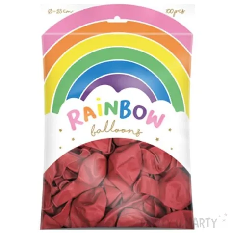 balony rainbow pastelowe czerwone partydeco 9 100 szt