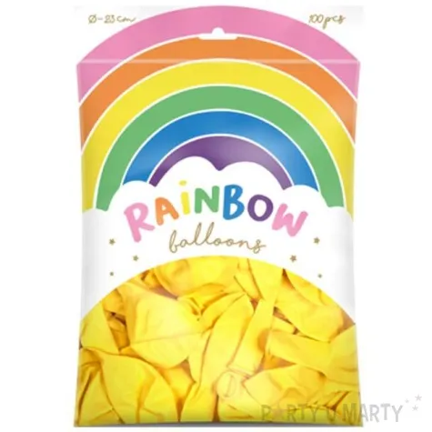 balony rainbow pastelowe zolte partydeco 9 100 szt