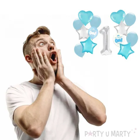 balony roczek 1 urodziny chlopca niebieski jasny partypal zestaw