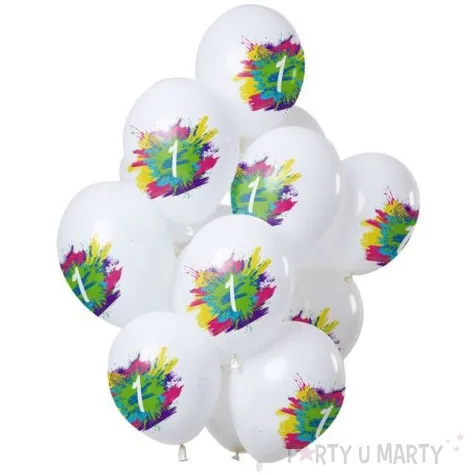 balony roczek color splash bialy folat 12 12 szt